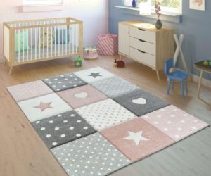 Tappeto per cameretta Amazon Dimensione:80x150 cm Stelle Bianco Grigio Rosa Stelle Bianco Grigio Rosa, Dimensione:80x150 cm