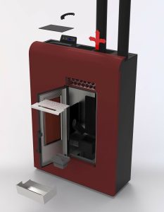 Stufa a pellet slim da corridoio salva spazio canalizzata Brionia da 11,61 Kw